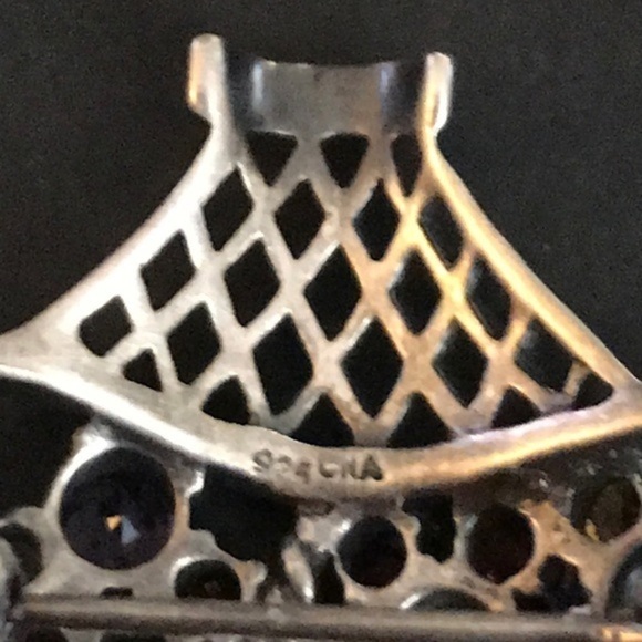 925‎ CNA silver Swarovski crystals pin​​​​​​​ - Picture 4 of 8